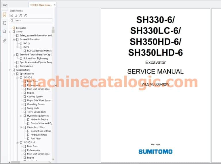 Sumitomo SH-6 Hydraulic Excavator Service Manual