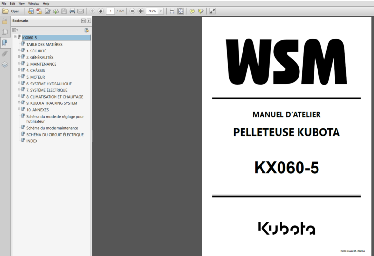Kubota PDF Manual SET (French Language) Construction 2024