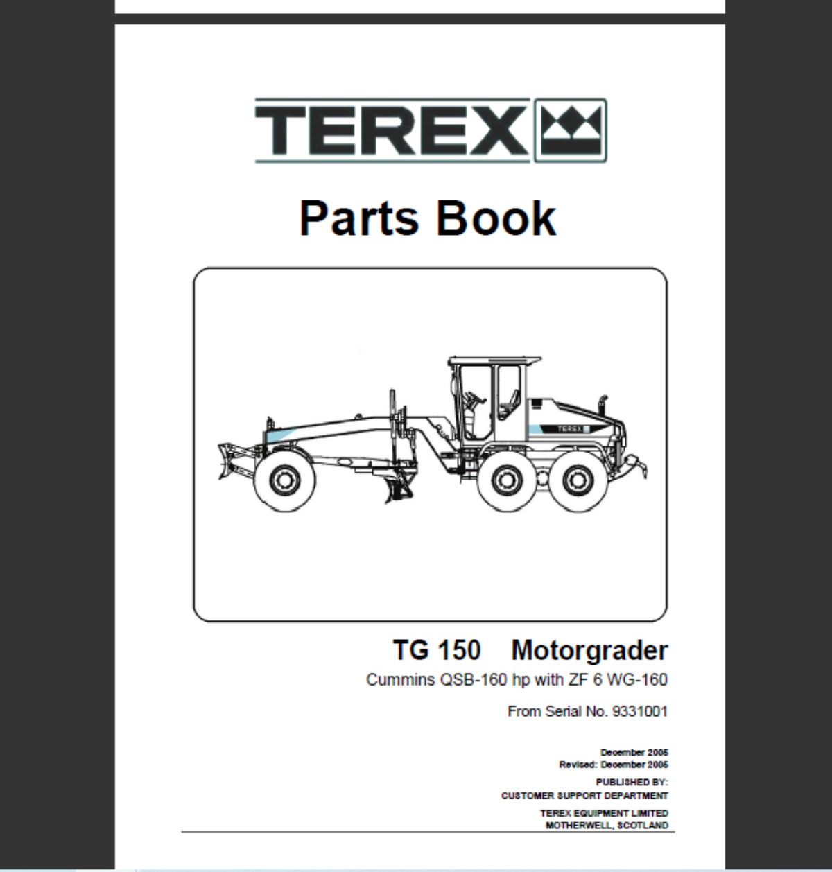 Terex TG150 Motor Grader Parts Catalogue – Machine Catalogic