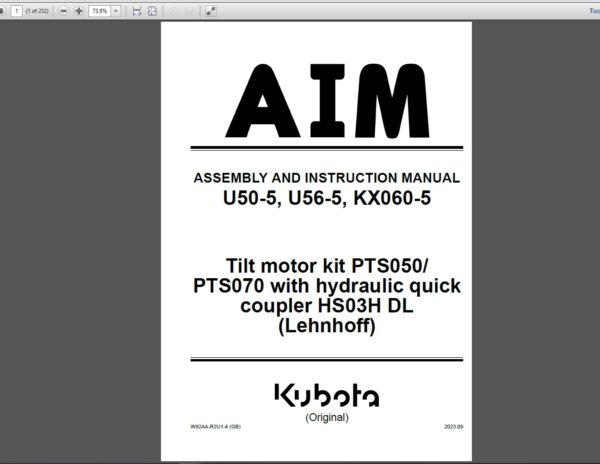 Kubota Construction Full PDF Manual SET 2024
