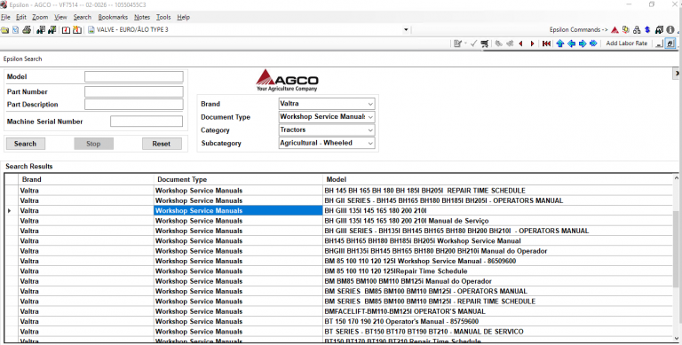 Valtra EPC Parts Book