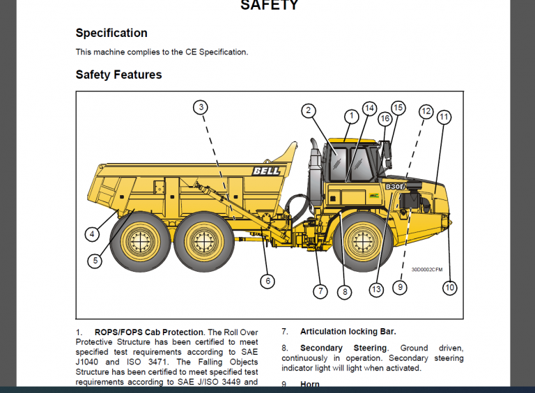 BELL B25D B30D 6 X 6 REPAIR MANUAL