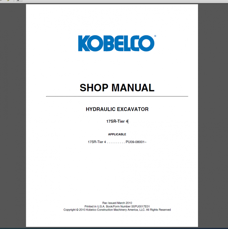 Kobelco 17SR-Tier 4 Service Manual