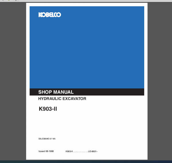 KOBELCO K903-II SHOP MANUAL