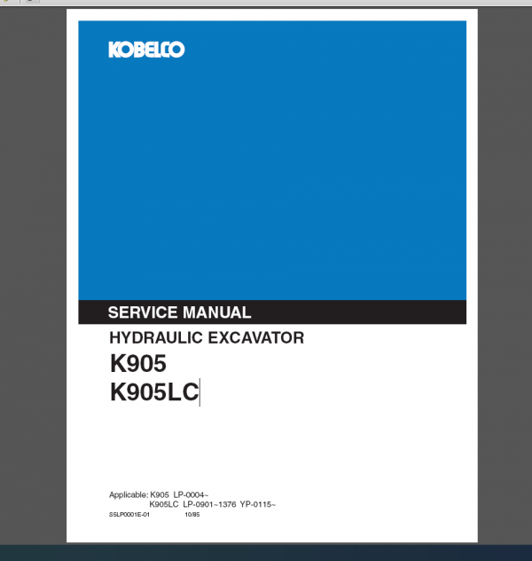 KOBELCO K905LC SERVICE MANUAL