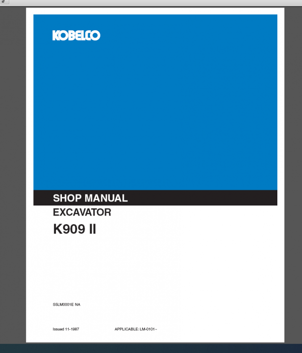 KOBELCO K909 II SHOP MANUAL