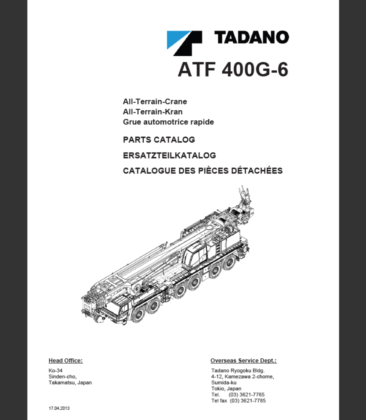 ATF 400G-6 PARTS CATALOG PDF – Machine Catalogic