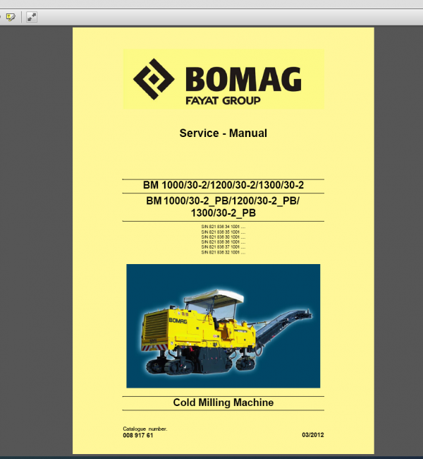 BOMAG BM1200/30-2 Service Manual