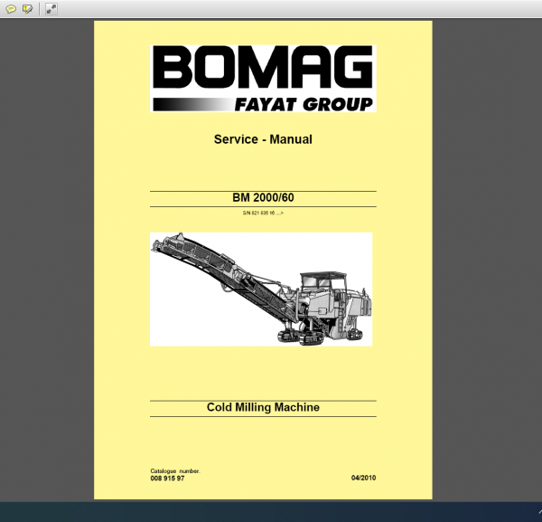 BOMAG BM 2000/60 Service Manual