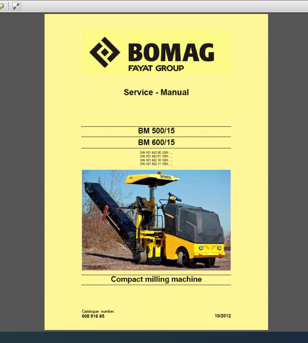 BOMAG BM 500/15 SERVICE MANUAL