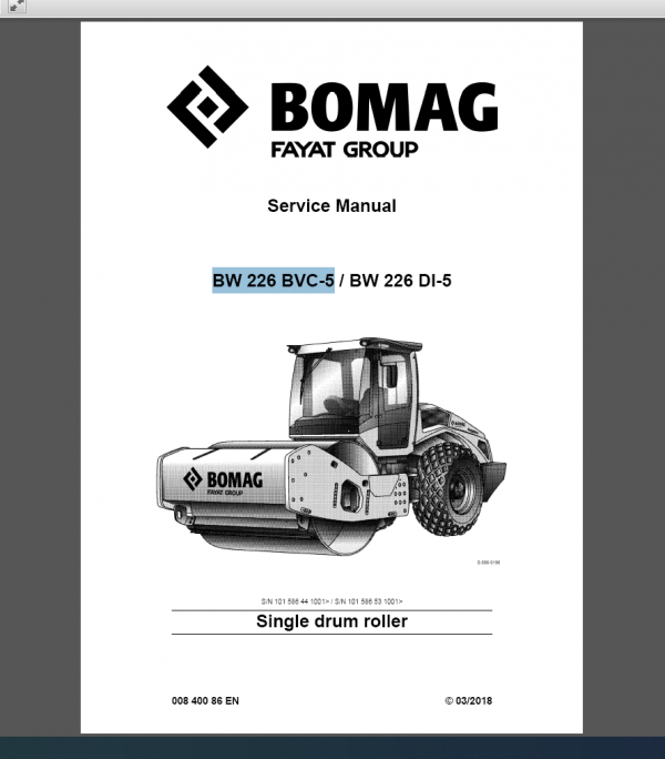 BOMAG BW 226 BVC-5 Service Manual