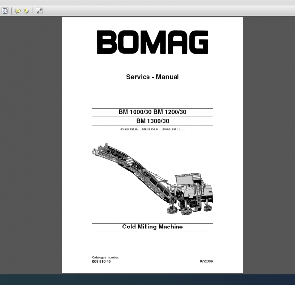 BOMAG BM1300/30 SERVICE MANUAL