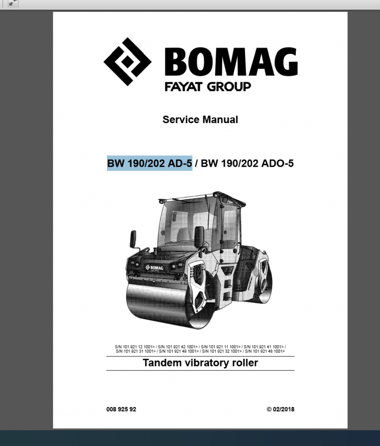 BW 190/202 AD-5 Service Manual