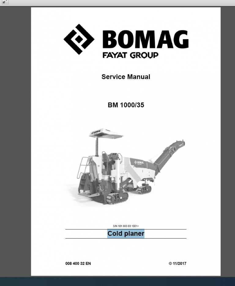 Bomag BM 1000/35 Service Manual