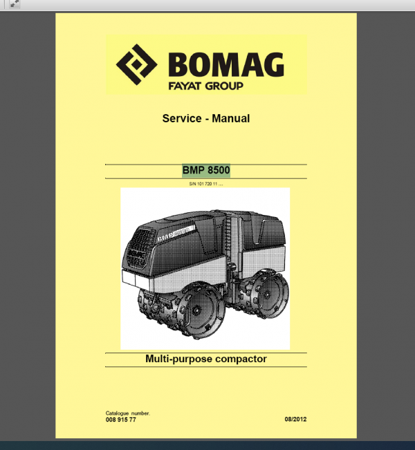 BOMAG BMP 8500 SERVICE MANUAL