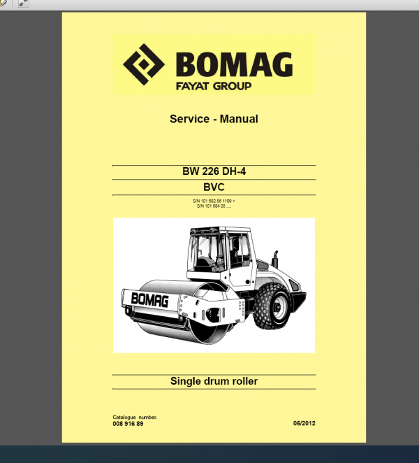 BOMAG BW 226 DH-4 Service Manual