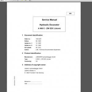 Liebherr A900 C-ZW EDC Litronic Service Manual