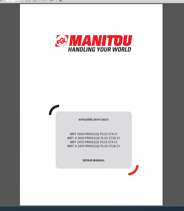 Manitou MRT 3050 - MRTX 2470 Repair Manual