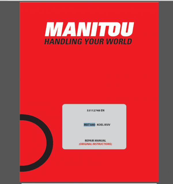 Manitou MXT 840 Repair Manual