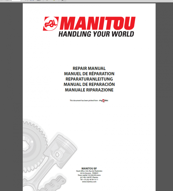 Manitou MRT 1432-1542-1742 Repair Manual