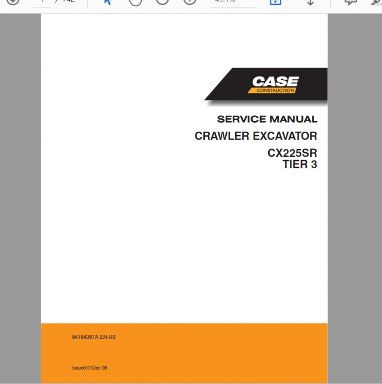 CASE CX225SR TIER 3 SERVICE MANUAL