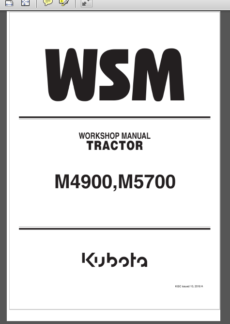 KUBOTA M4900 / M5700 WORKSHOP MANUAL