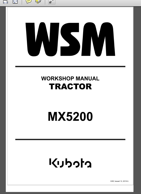 KUBOTA MX5200 WORKSHOP MANUAL