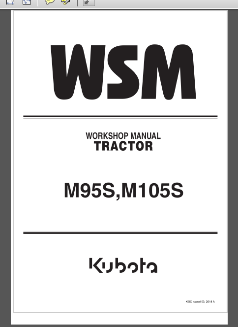 KUBOTA M95S / M105S WORKSHOP MANUAL