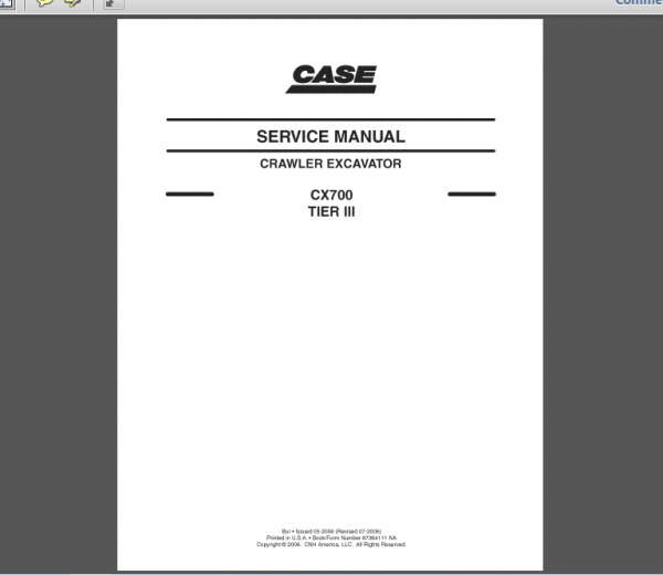 CASE CX700 / TIER III SERVICE MANUAL