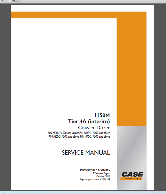 CASE 1150M / Tier4A (interim) SERVICE MANUAL