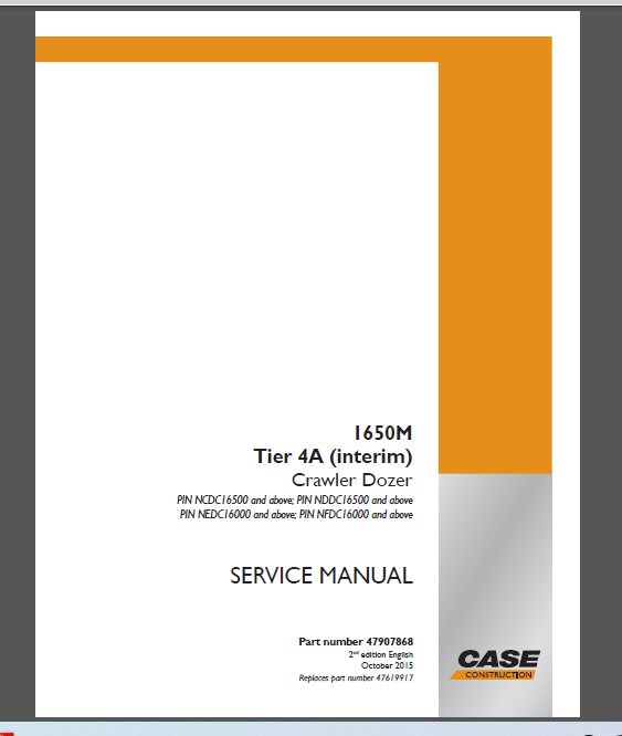 CASE 1650M / Tier 4A (interim) SERVICE MANUAL
