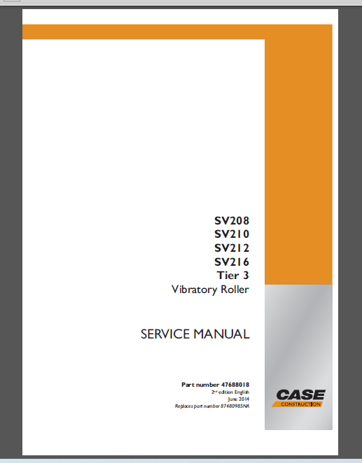 CASE SV208 / SV210 / SV212 / SV216 / Tier3 SERVICE MANUAL