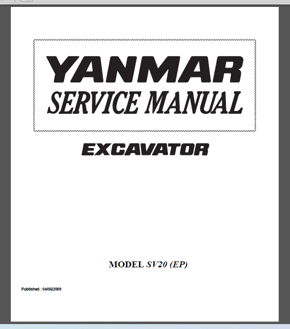 YANMAR SV20 (EP) SERVICE MANUAL