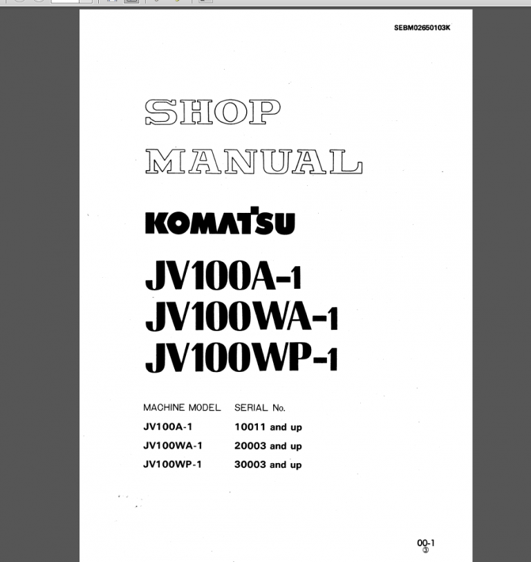 KOMATSU JV100A-1 SHOP MANUAL