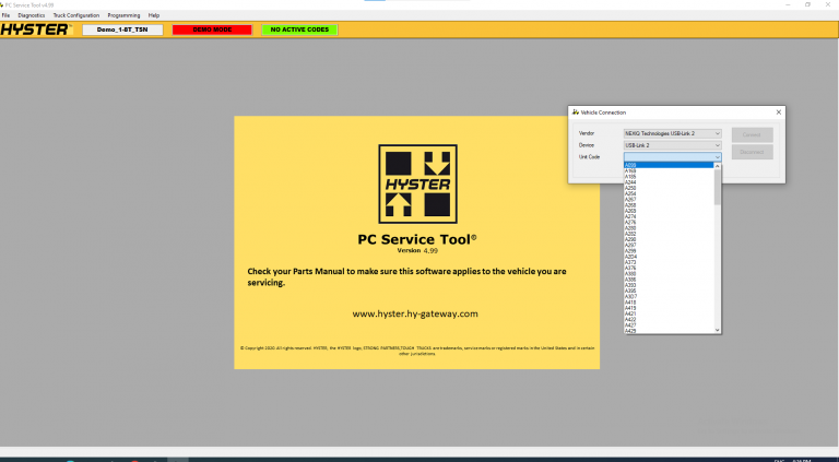 HYSTER PC SERVICE TOOL