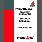 MUSTANG COMPACT EXCAVATOR  ME7503ZT SERVICE MANUAL