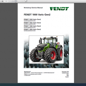 FENDT 1038 - 1042 - 1046 - 1050 Vario Gen2 Workshop Service Manual