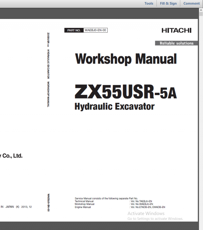 Hitachi ZX55USR-5A Workshop Manual - Technical Manual