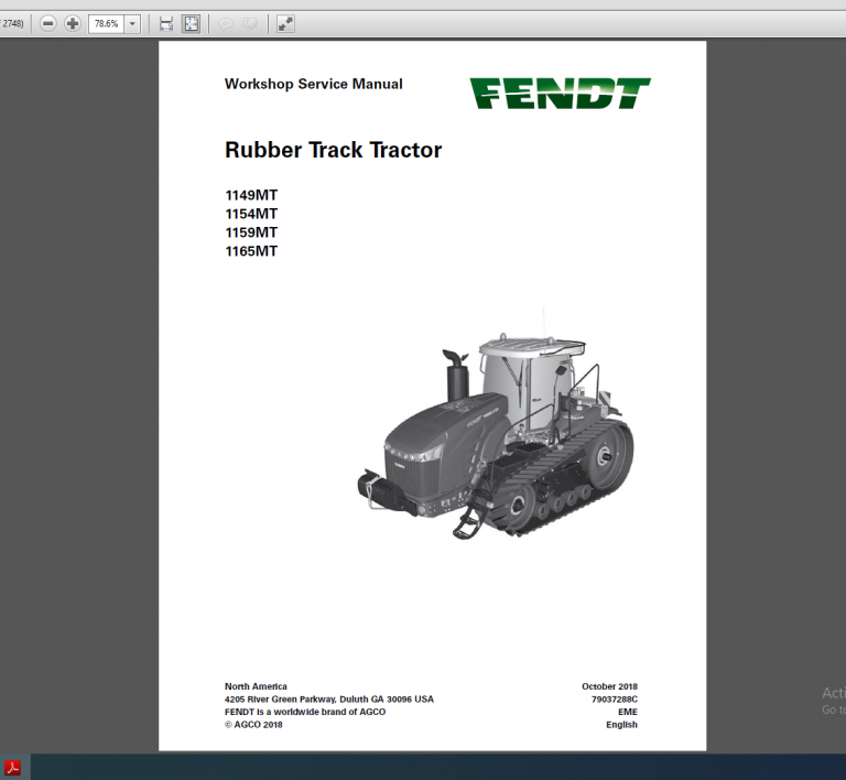 FENDT 1149MT 1154MT 1159MT 1165MT Workshop Service Manual