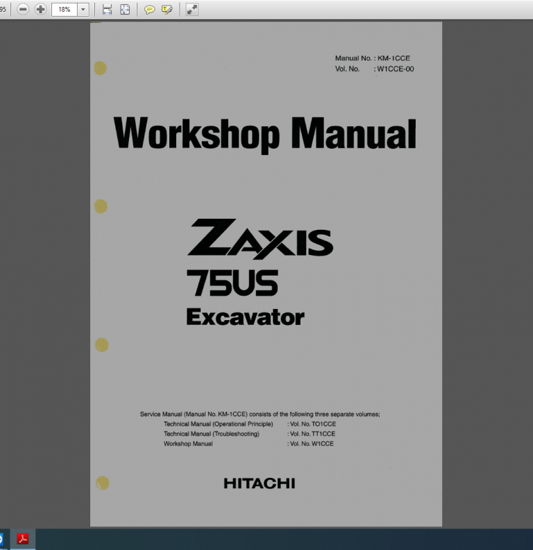 Hitachi Zaxis 75US Excavator Workshop Manual