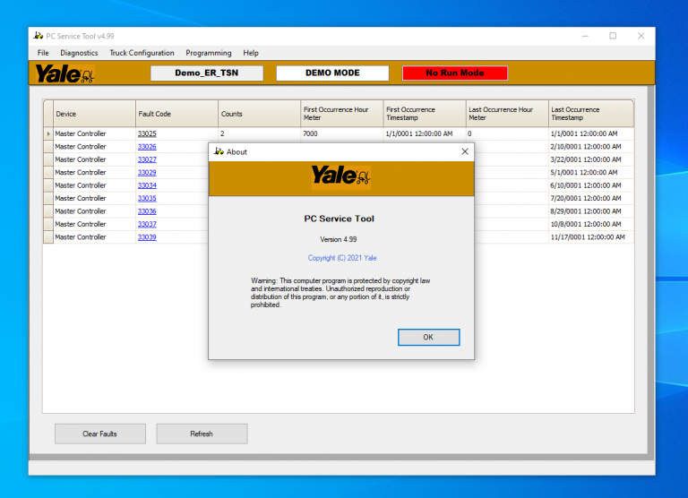 YALE PC SERVICE TOOL