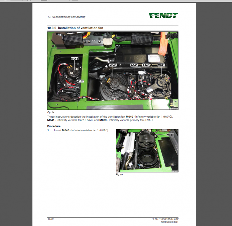 FENDT 1038 - 1042 - 1046 - 1050 Vario Gen2 Workshop Service Manual