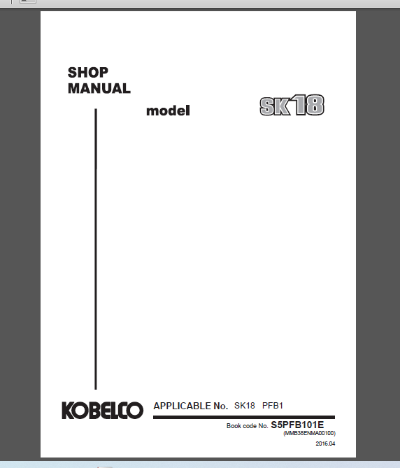 KOBELCO SK18 SHOP MANUAL