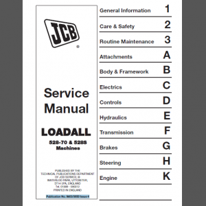 JCB LOADALL 528-70 & 528S SERVICE MANUAL