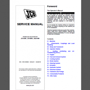 JCB JS145W, JS160W, JS20 MH SERVICE MANUAL