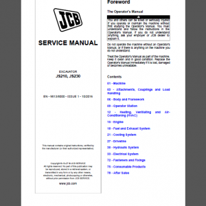 JCB JS210, JS230 SERVICE MANUAL
