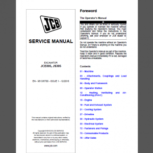 JCB JCB305, JS305 SERVICE MANUAL