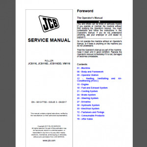 JCB JCB116, JCB116D, JCB116DD, VM116 SERVICE MANUAL