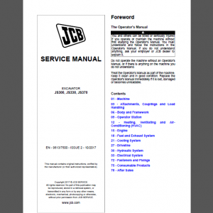 JCB JS300, JS330, JS370 SERVICE MANUAL