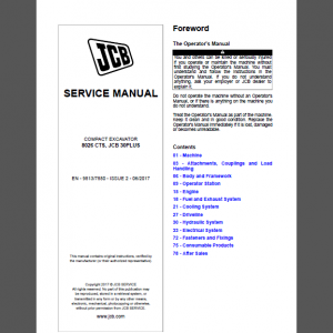 JCB 8026 CTS, JCB 30PLUS SERVICE MANUAL
